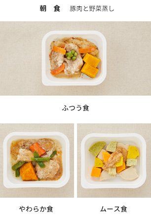 朝食 豚肉と野菜蒸し